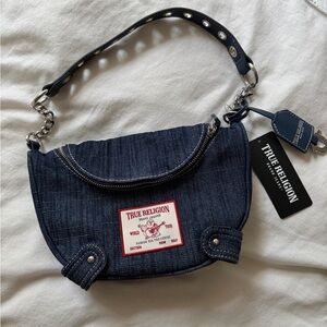 True Religion Denim Shoulder Bag - Black and Blue